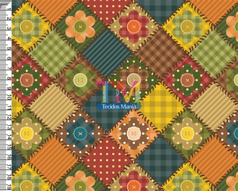 Tecido Tricoline Microfibra Ou Gabardine Estampado Patchwork