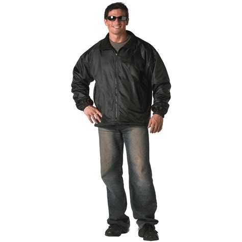 Mens Black Reversible Fleece Lined Nylon Jacket