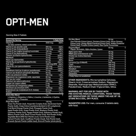 Opti Men Multivitam Nico Tablets Optimum Nutriton Em Promo O