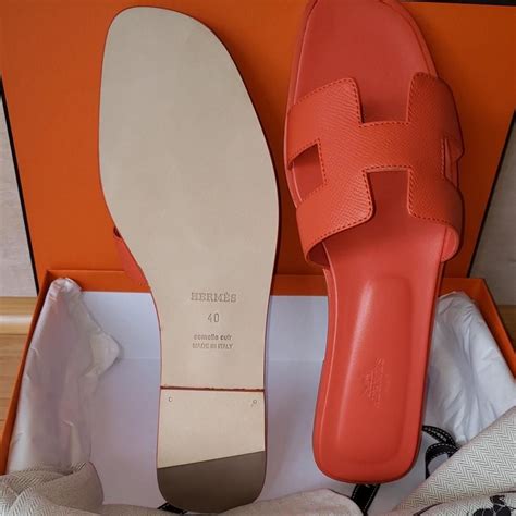 Herm S Oran Orange Rare Leather Size New Sandals Regular M B