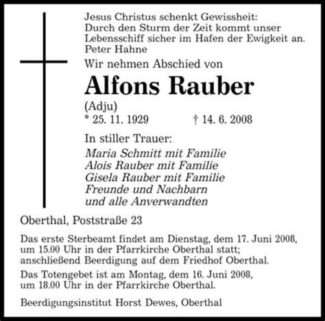 Traueranzeigen Von Alfons Rauber Saarbruecker Zeitung Trauer De