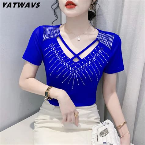 M 3xl New Summer High End Short Sleeved V Neck Women S T Shirt Fashion