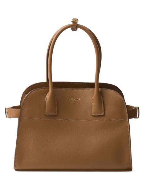 Prada Logo Lettering Leather Tote Bag Brown Farfetch Ao