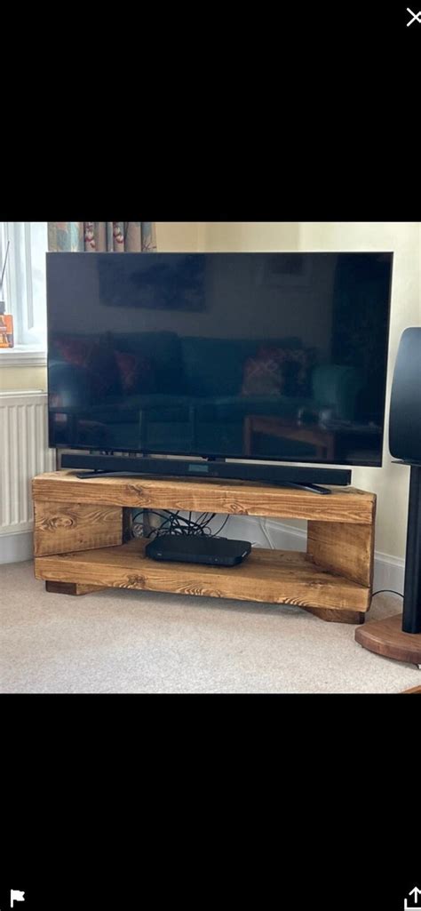 Corner Rustic Tv Unit Extra Chunky Solid Wood Standcabinet Rustic Oak Wax Finish Etsy