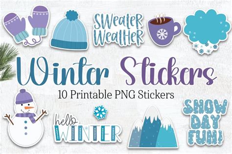 Winter Stickers Printable Sticker Set