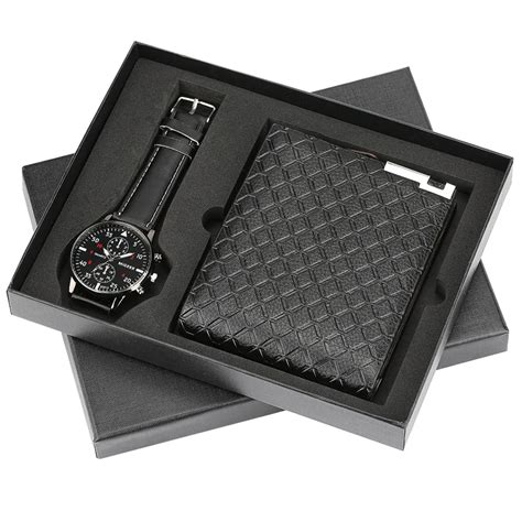 Casual Black Watch Wallet Men Gift Set For Male Luxury Cool Men Wrist