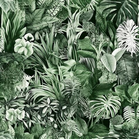 Premium Ai Image A Green And White Wallpaper With A Tropical Plant