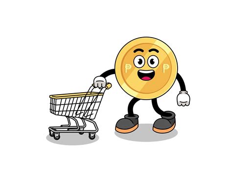 Cartoon Of Philippine Peso Holding A Shopping Trolley 15903158 Vector