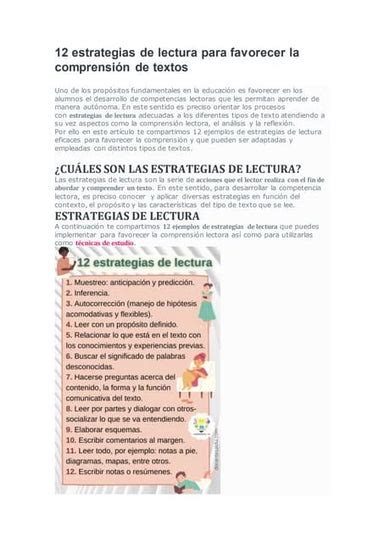 Estrategias De Lectura Pdf