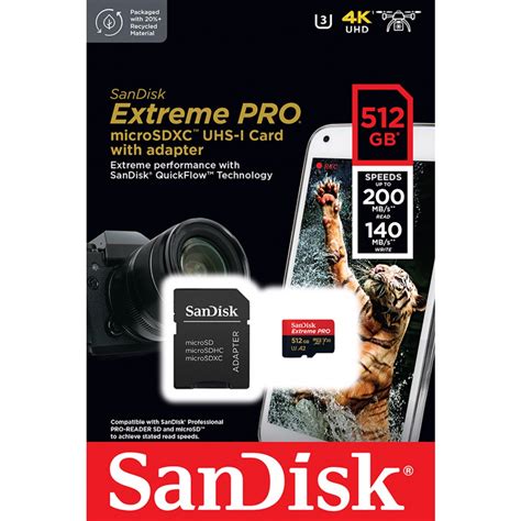 เมมโมรการด SanDisk Extreme Pro microSDXC 512GB V30 U3 C10 A2 200MB s