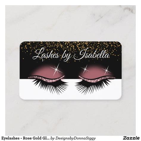 Eyelashes Rose Gold Glitter Business Card Zazzle Business Cards