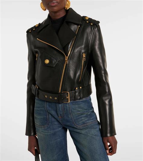 Balmain Cropped Leather Biker Jacket Balmain