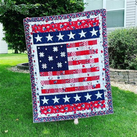 Fun Quilt Featuring The American Flag Fabric Panel From The Land Of