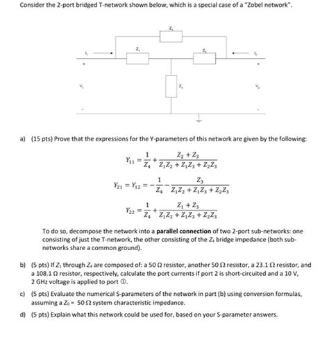 Solved Consider The 2 Port Bridged T Network Shown Below Chegg