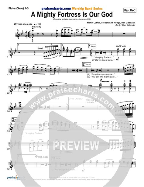 A Mighty Fortress Is Our God Flute Oboe Sheet Music PDF PraiseCharts