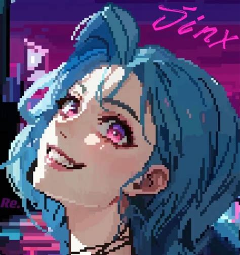 Jinx Icon Pixelart 女性キャラクターデザイン ピクセルアート イラスト