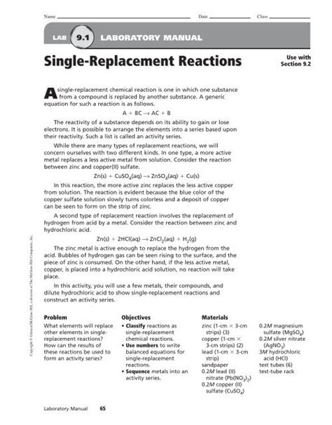 Double Replacement Reaction Lab