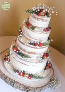 Semi Naked Cake With Berries Rosemary Wedding Cakes In Devon Cornwall Divine Wedding Cakes