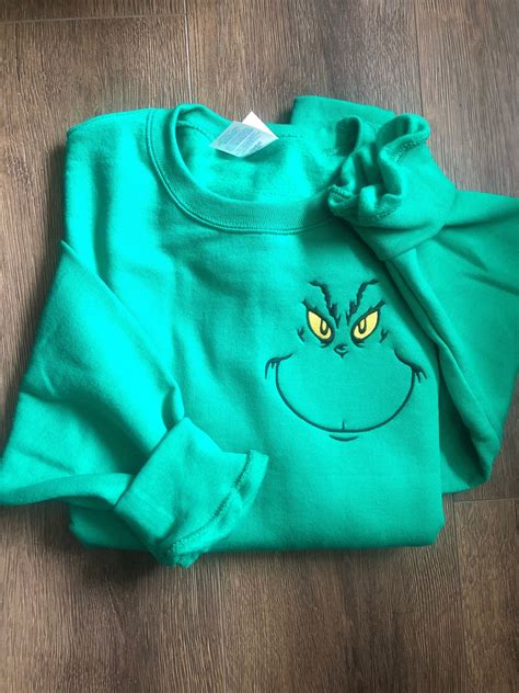 Grinch Face Crewneck Christmas Sweatshirt Grinch Smile Fall