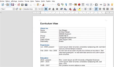 Modele Cv Coursinfo Fr