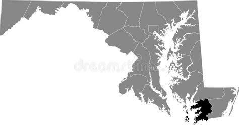 Location Map Of The Somerset County Of Maryland Usa Stock Vector