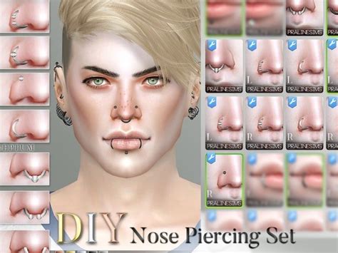 The Nose Piercing Set Is Shown In Multiple Poses