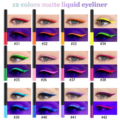 Iyarkai Juego De Delineador Líquido De 12 Colores Con Brillo Uv Delineador De Ojos Neón