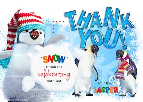 Digital Delivery Winter Wonderland Thank You Card Penguin Thank You