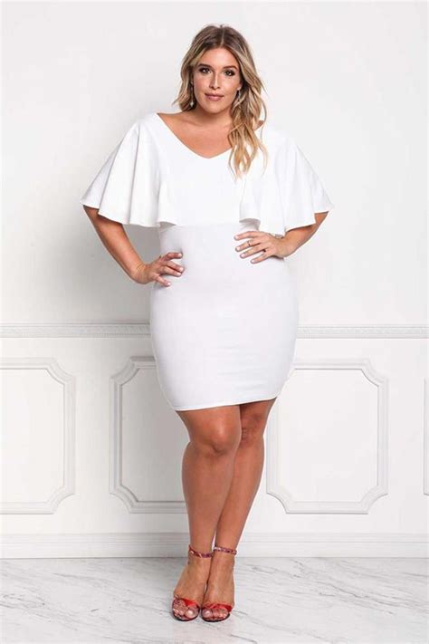 Hualong Sexy V Neck Fitted Plus Size White Dress Online Store For Women Sexy Dresses