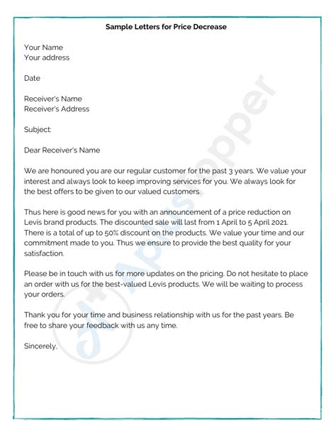 Short Sample Letter To Inform Customers Of Price Increase