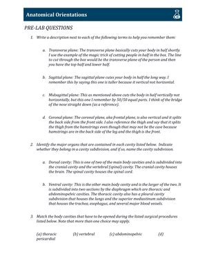 AP 5045 Pre Lab Questions And Experiments L02 Cells PRE LAB QUESTIONS