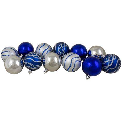 Northlight Blue And Silver Shatterproof 2 Finish Ball Christmas Ornament 4 101mm The Home