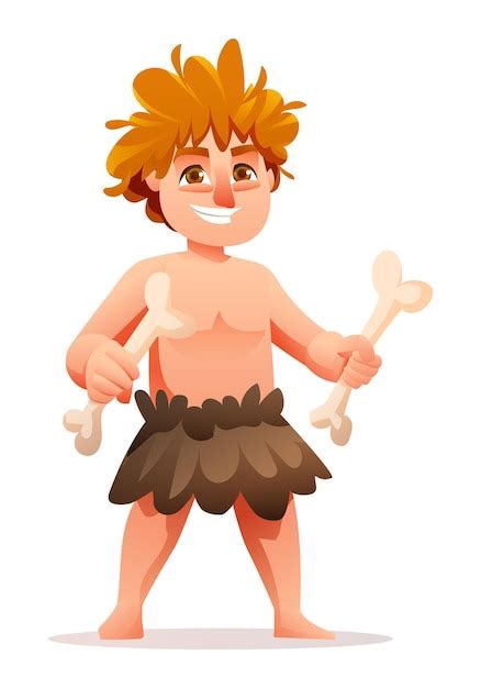 Premium Vector Primitive Boy Character Prehistoric Stone Age Cave Boy