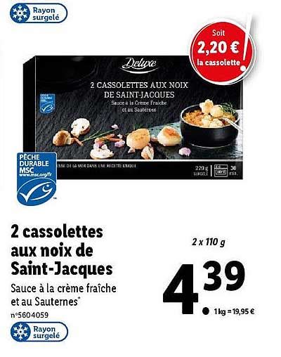 Promo 2 Cassolettes Aux Noix De Saint Jacques Chez Lidl Icataloguefr