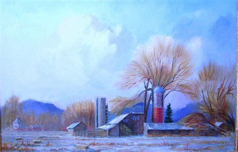 Winter Barns Painting By Larry Christensen Fine Art America