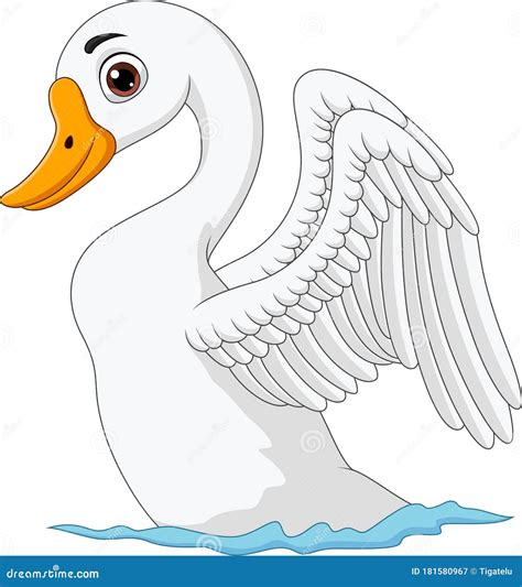 Caricatura Lindo Cisne Aislado De Fondo Blanco Ilustraci N Del Vector