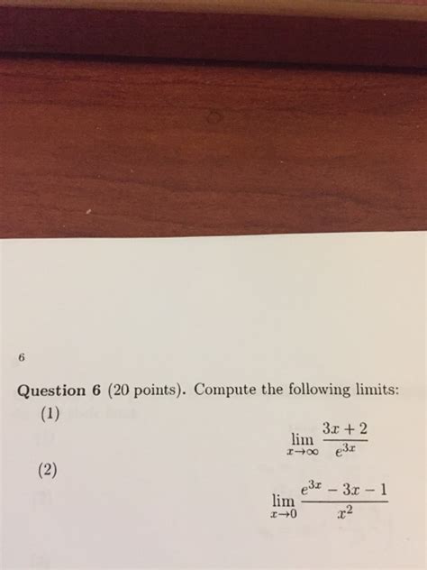 Solved Compute The Following Limits Lim X Rightarrow Infin