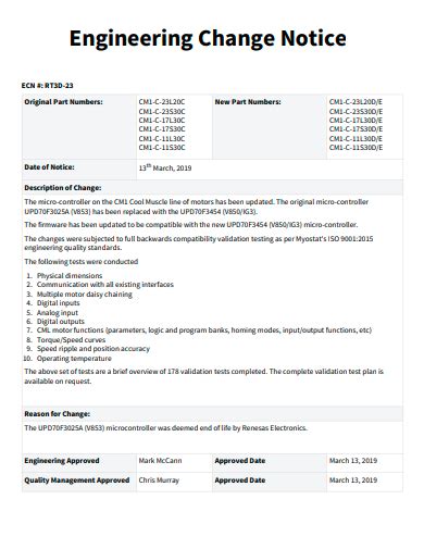 FREE 10 Engineering Change Notice Samples In PDF