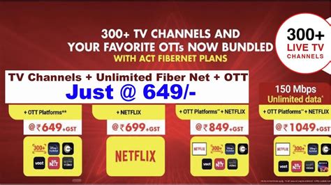 ACT Fiber Net Rs 649 With 300 Channels And OTT Unlimited Internet