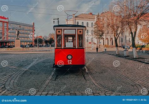 Vintage Soviet Tram In Sovetsk Or Tilsit Main Town Square Editorial