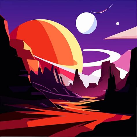 Premium Vector Alien Planet Landscape With Rocky Surface Vector