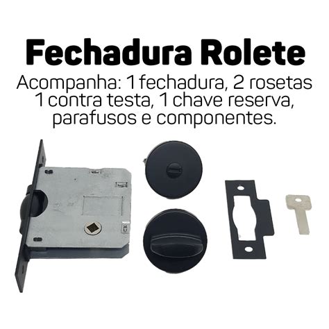 Fechadura Para Porta De Banheiro Rolete Pivotante Preto Stam FECH 1025