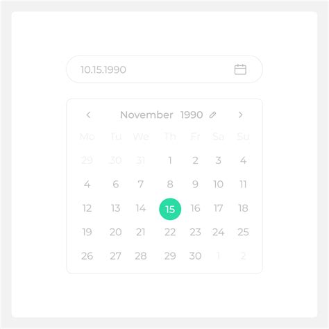 Calendar Date Selection Ui Element Template Editable Isolated Vector