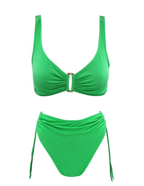 Seaweed Green High Waisted Bikini Emma Swimwear