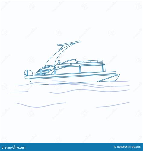 Outline Style Sport Arch Pontoon Boat Vector Illustration Stock Vector Illustration Of