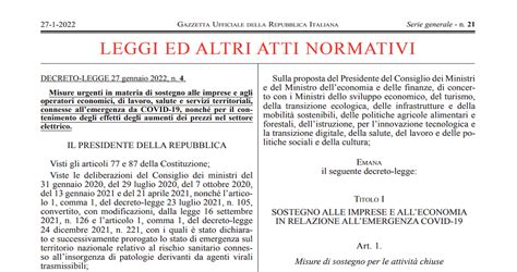 Decreto Sostegni Ter Testo In Gazzetta Ufficiale Le Novit Dai