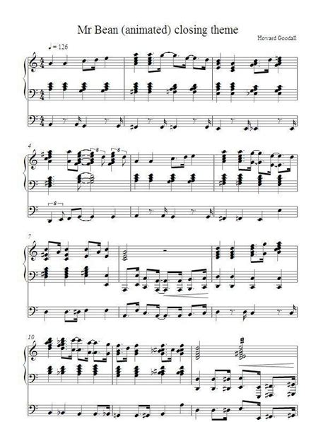 Mr. Bean Animated Series Piano Sheets