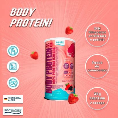 Body Protein Red 100 Proteína Isolada Sabor Frutas Vermelhas Equaliv