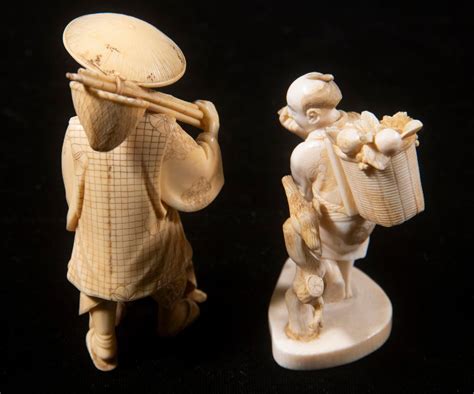 Lot 2 19th C Japanese Ivory Figurines