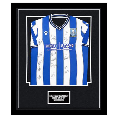 Signed Sheffield Wednesday Framed Shirt League 1 Playoff Winners 2023